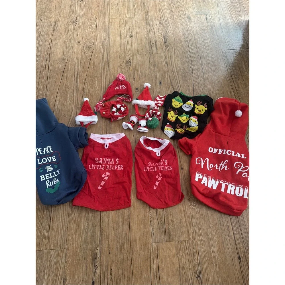 dog clothing lot size medium Christmas Themed Sweaters, Shirts, Hats, Socks